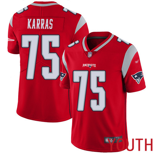 New England Patriots Football #75 Inverted Legend Limited Red Youth Ted Karras NFL Jersey->youth nfl jersey->Youth Jersey